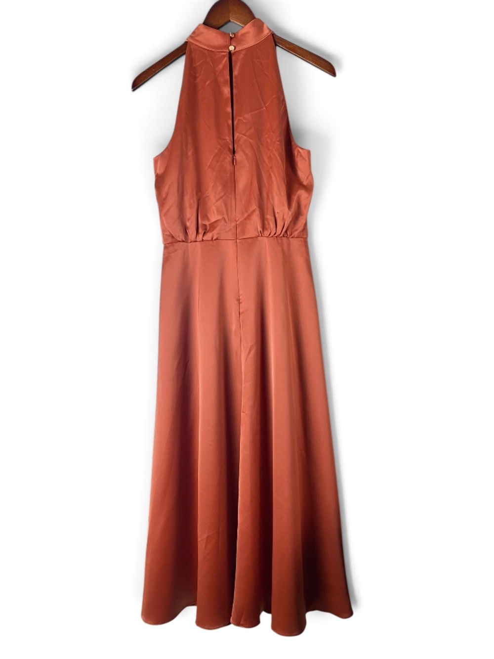 Ted Baker Lelly Halter Neck Satin Midi Dress Size 2 Rust Terracotta - Picture 4 of 11